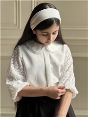 شومیز آستین گیپور یقه مرواریدی