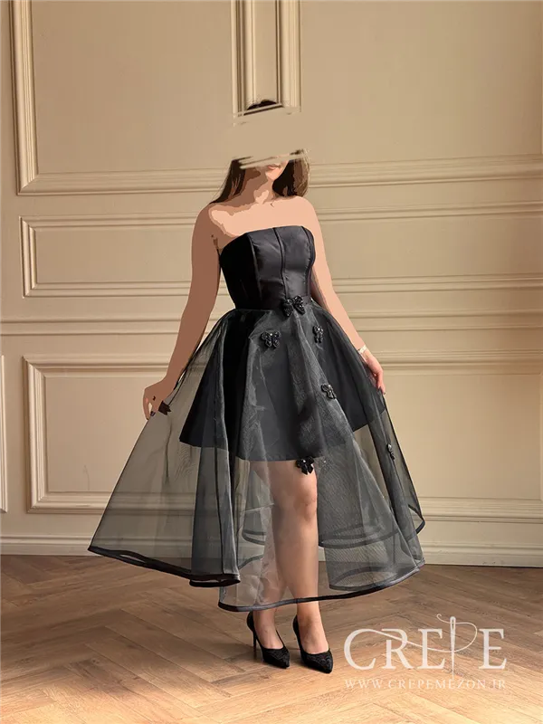 پیراهن دکلته دامن توری 