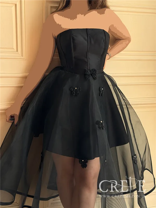 پیراهن دکلته دامن توری