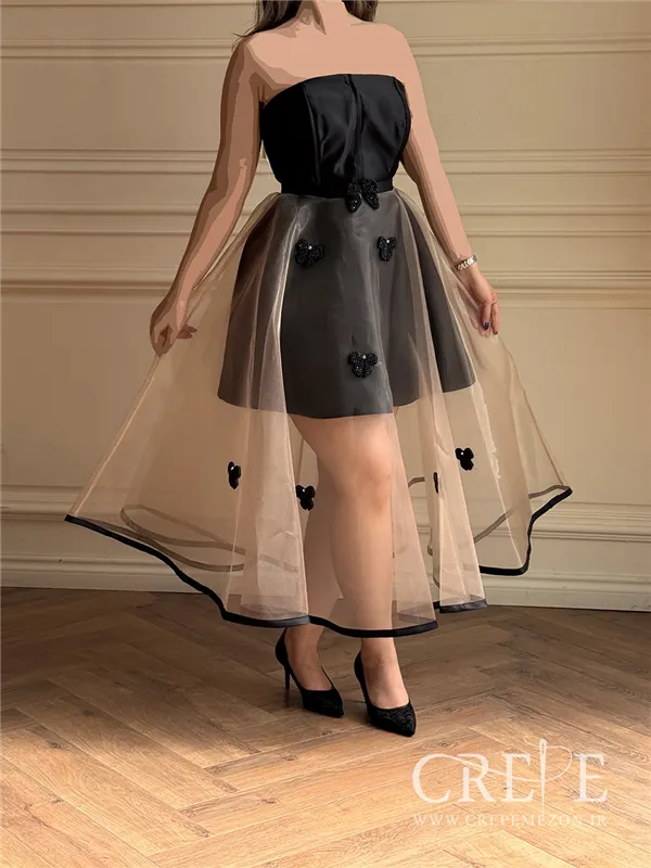 پیراهن دکلته دامن توری 