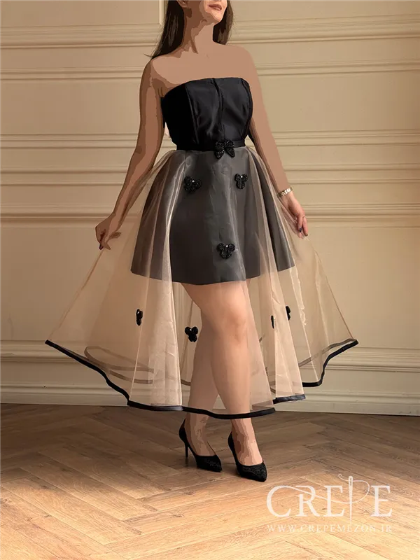 پیراهن دکلته دامن توری 