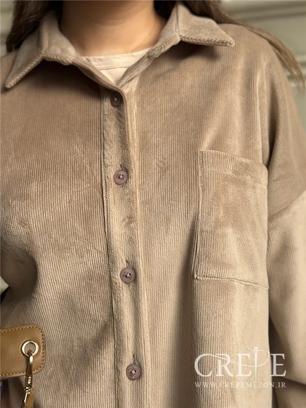 شومیز مانتویی مخمل کبریتی