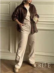 شومیز مانتویی مخمل کبریتی