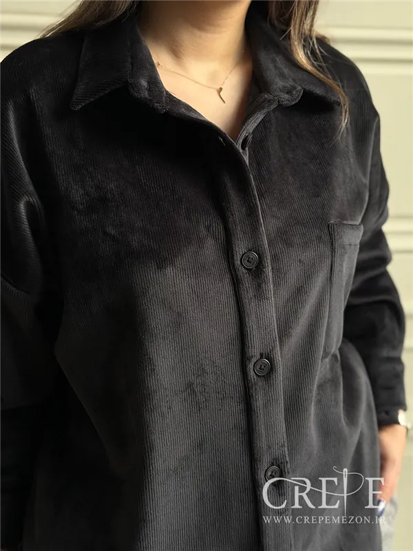 شومیز مانتویی مخمل کبریتی