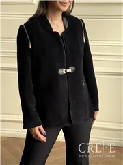 کت کبریتی چرم آستین زیپ