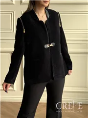 کت کبریتی چرم آستین زیپ