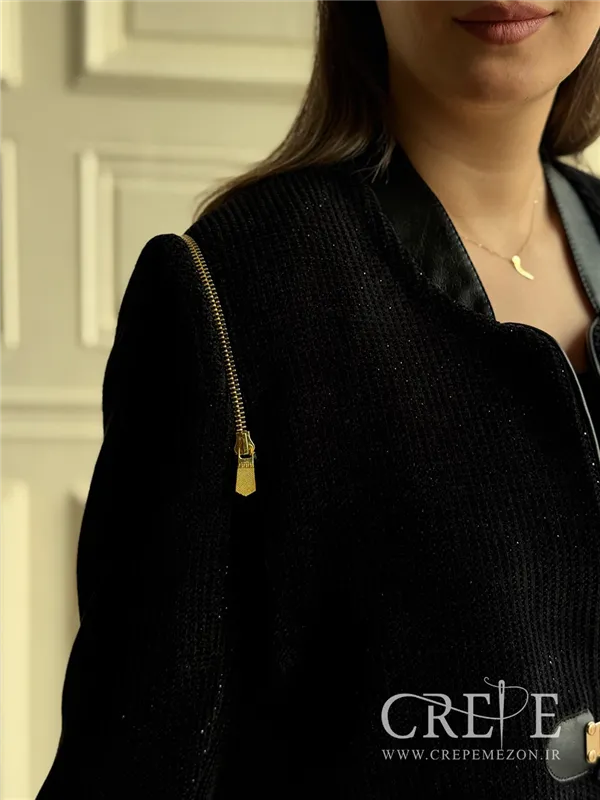 کت کبریتی چرم آستین زیپ