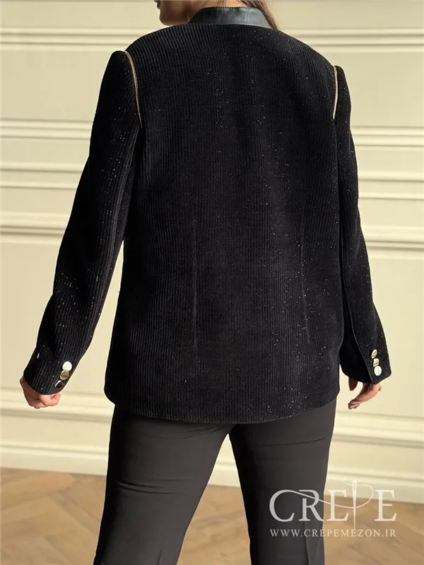 کت کبریتی چرم آستین زیپ