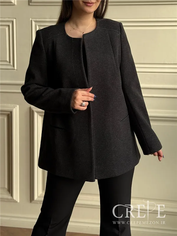 کت فوتر یقه گرد شلال دوزی