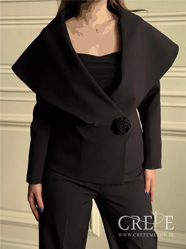 سه تیکه کت و شلوار یقه پهن تک گل