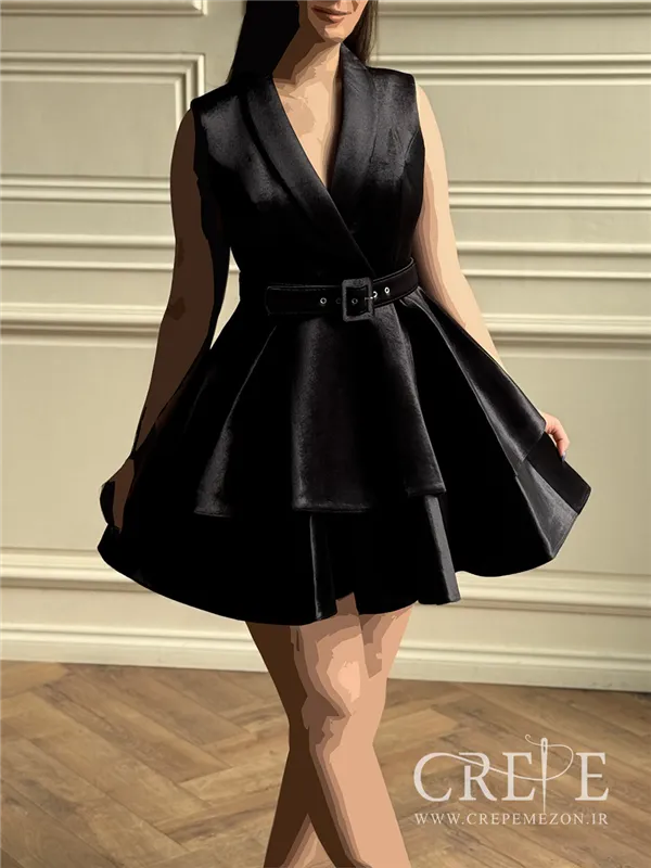 پیراهن مخمل یقه آرشال