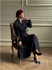 کت دامن کشمیر یقه ایستاده کمربنددار