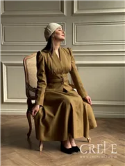 کت دامن کشمیر یقه ایستاده کمربنددار