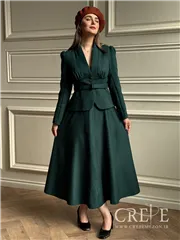 کت دامن کشمیر یقه ایستاده کمربنددار