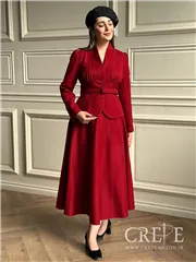 کت دامن کشمیر یقه ایستاده کمربنددار