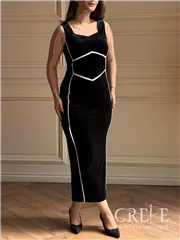 پیراهن مخمل یقه دلبری مغزی دار