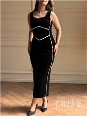 پیراهن مخمل یقه دلبری مغزی دار