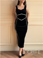 پیراهن مخمل یقه دلبری مغزی دار