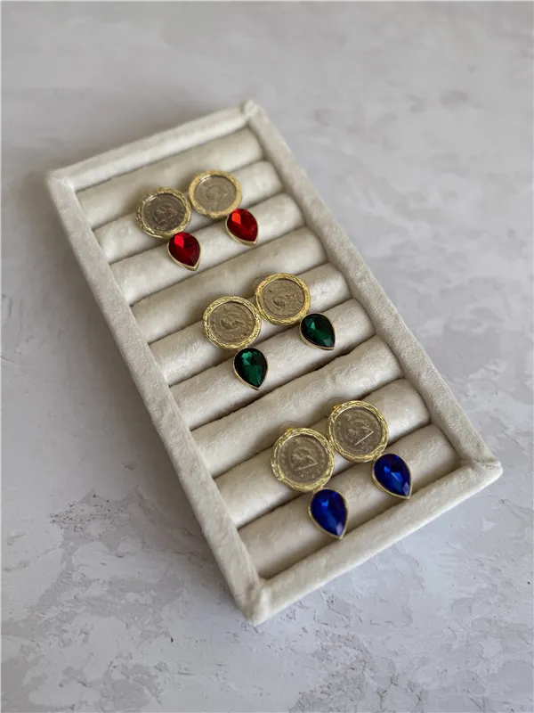 گوشواره سکه و نگین اشکی