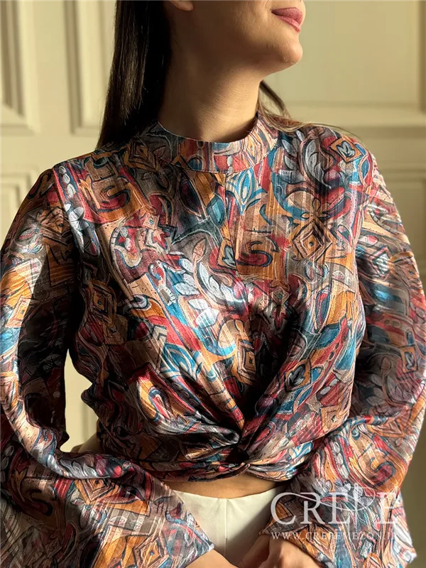 کراپ شومیز کرپ حریر زرباف