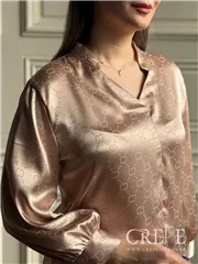 شومیز یقه فرنچ ساتن طرح گوچی