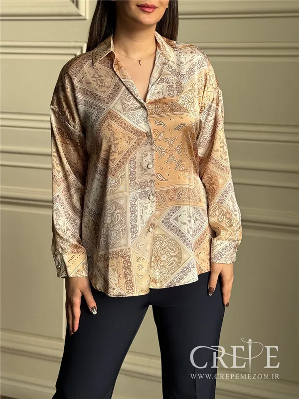 شومیز ساتن سیلک طرحدار