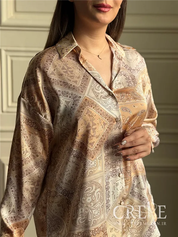 شومیز ساتن سیلک طرحدار