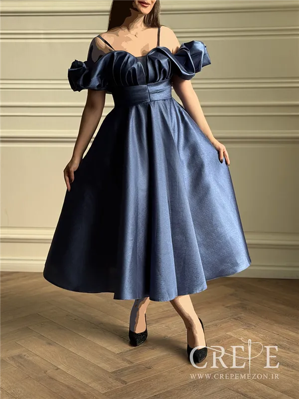 پیراهن آستین پفی پشت بندی 