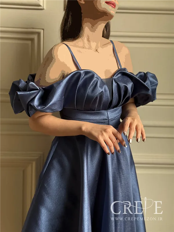 پیراهن آستین پفی پشت بندی 