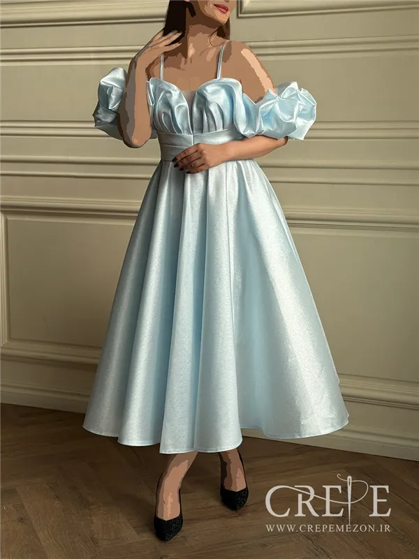 پیراهن آستین پفی پشت بندی 