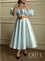 پیراهن آستین پفی پشت بندی 