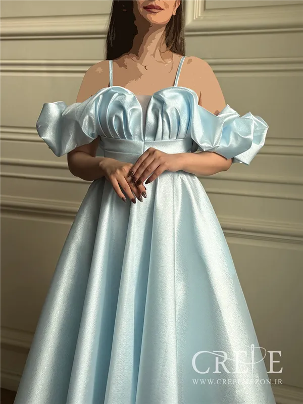 پیراهن آستین پفی پشت بندی 