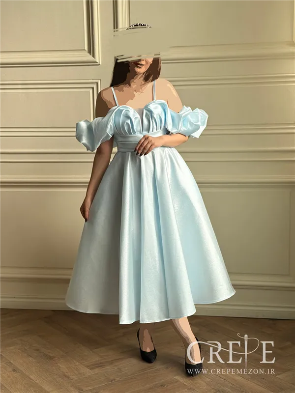 پیراهن آستین پفی پشت بندی 