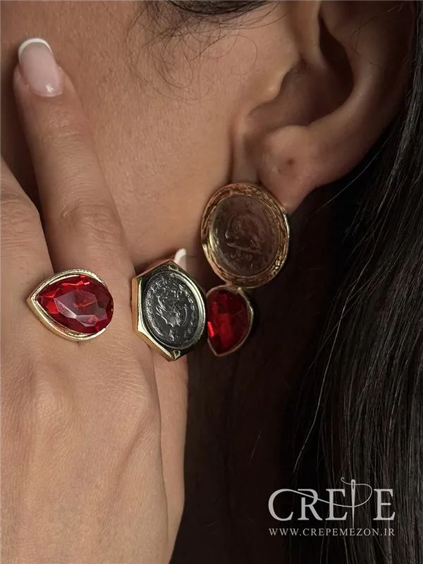 گوشواره سکه و نگین اشکی