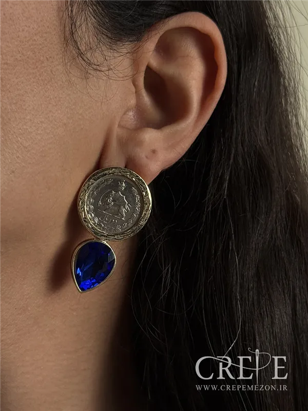 گوشواره سکه و نگین اشکی