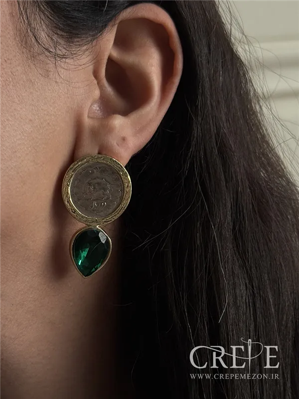 گوشواره سکه و نگین اشکی