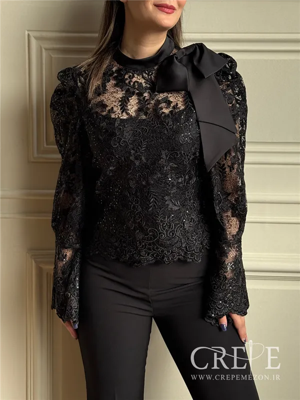 شومیز دو تیکه گیپور پولکی