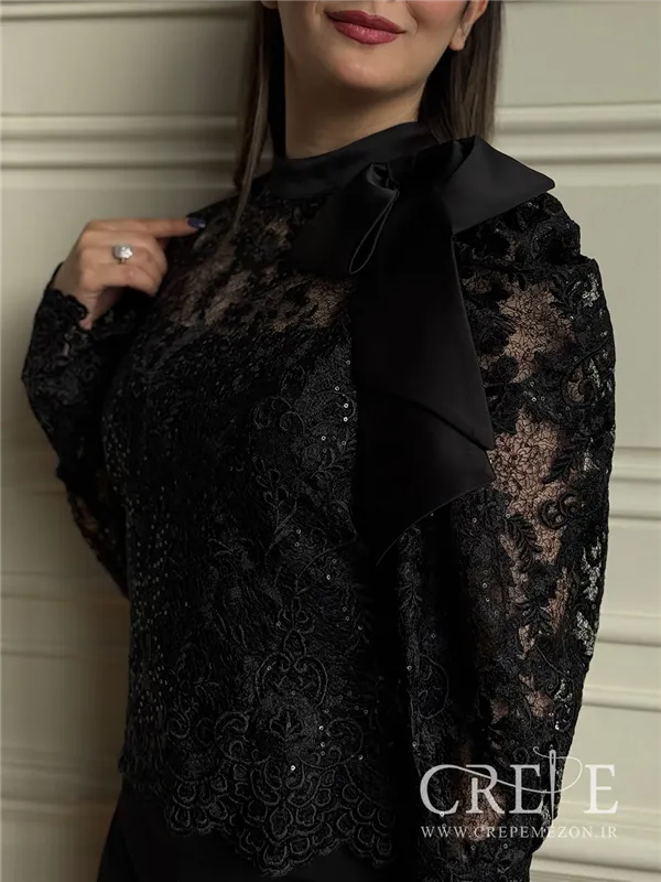 شومیز دو تیکه گیپور پولکی