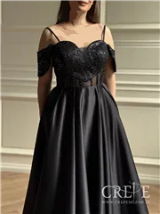 ماکسی دکلته پولکی ساتن آمریکایی