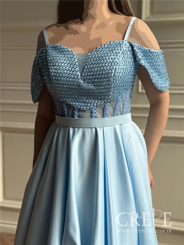 ماکسی دکلته پولکی ساتن آمریکایی