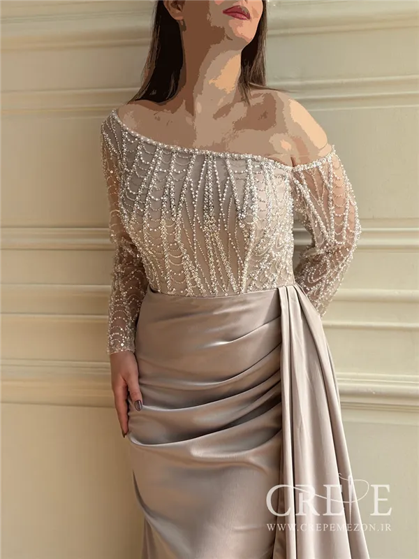 ماکسی آستین سنگدوزی رزا