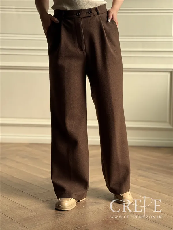 شلوار بگ پیله دار فوتر کمربند دار قد 110