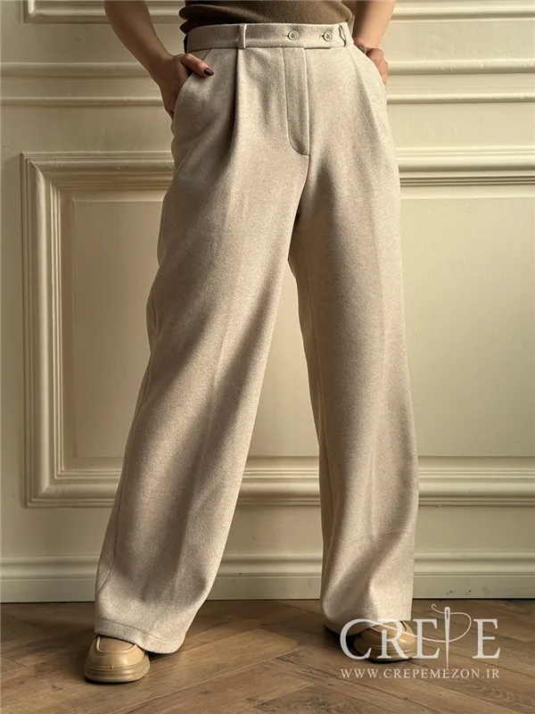 شلوار بگ پیله دار فوتر کمربند دار قد 110
