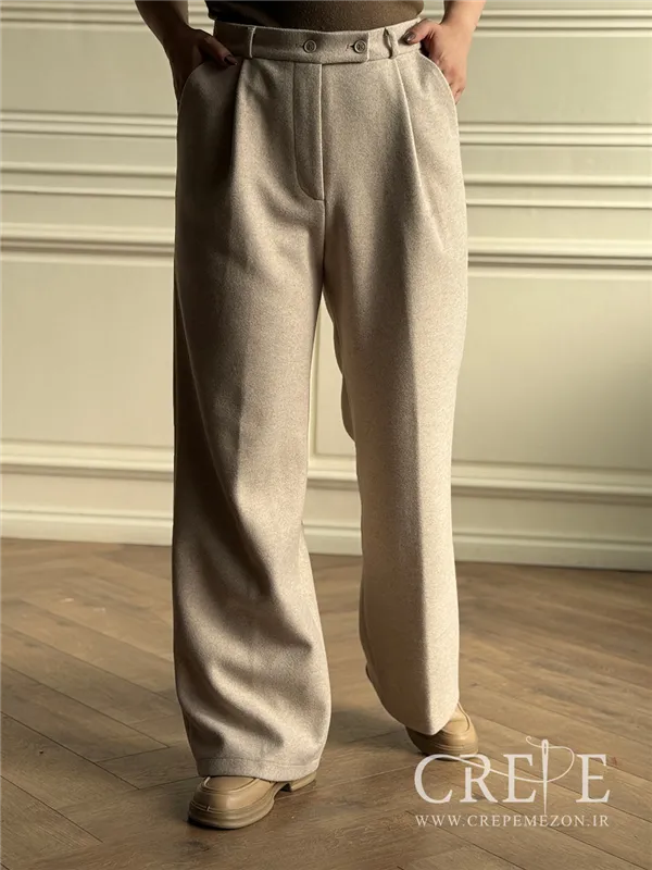شلوار بگ پیله دار فوتر کمربند دار قد 110