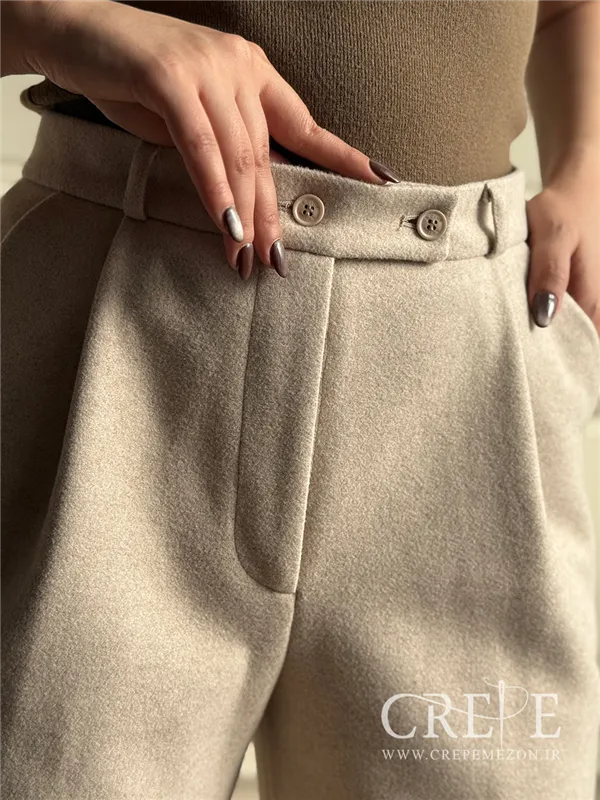 شلوار بگ پیله دار فوتر کمربند دار قد 110