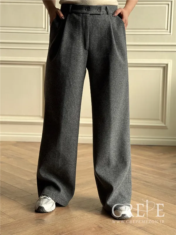 شلوار بگ پیله دار فوتر کمربند دار قد 110