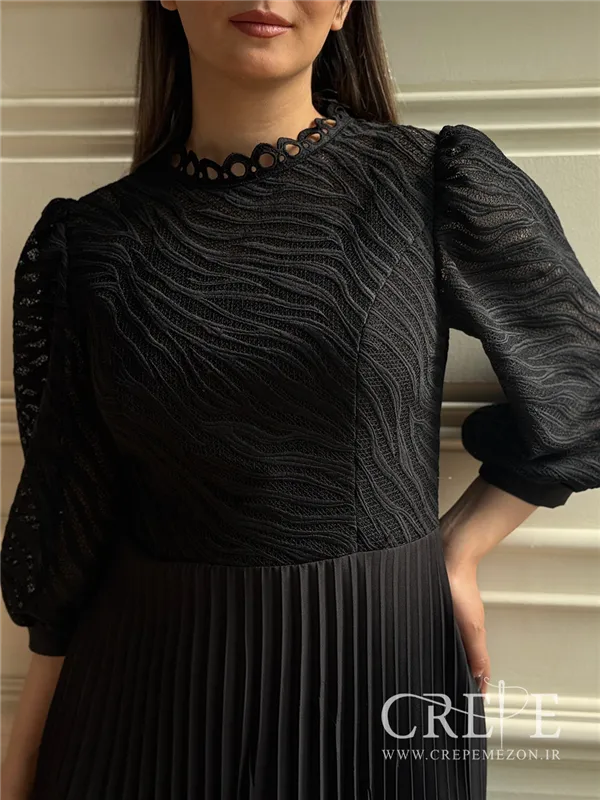 پیراهن گیپور طرحدار دامن پلیسه