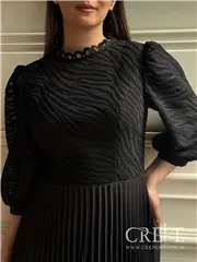 پیراهن گیپور طرحدار دامن پلیسه