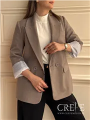 کت یقه بلیزری آستین پاکتی