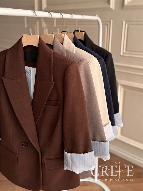 کت یقه بلیزری آستین پاکتی